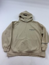 ESSENTIALS Fear Of God Hoodie Sweatshirt Mens Medium Beige Fleece Pullover Logo