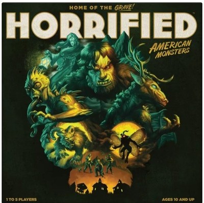 HORRIFIED-AMERICAN MONSTERS BOARD GAME. CITIZEN STANDEES/TERROR & FRENZY MARKERS