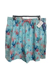 Caribbean 2XT Swim Trunks Ocean Blue 3 Pockets Fish Boxer Brief Liner Quick Dry