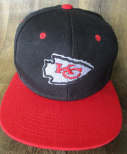 Vintage Reebok Kansas City Chiefs NFL Hat Cap SNapback BLACK RED 15