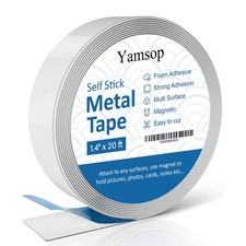 Yamsop Self Adhesive Metal Strips for Magnets 1.4"x20ft Ferrous Tape