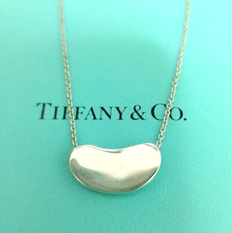 Tiffany & Co. Elsa Peretti Sterling Silver 925 Bean Design 19mm Pendant Necklace