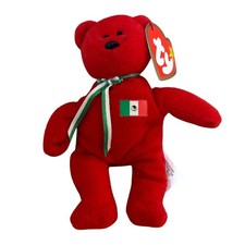 Ty Beanie Baby Osito The Bear Mexico Flag Red Plush Stuffed Animal NWT