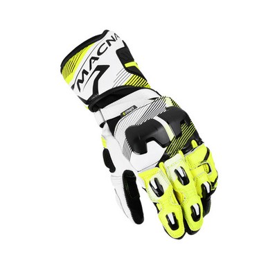 Macna Powertrack 2.0 Motorrad Lederhandschuhe schwarz / fluo gelb / weiß