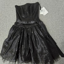 Jessica McClintock Gunne Sax Y2K Strapless Sequin Tulle Mini Prom Dress NWT XS