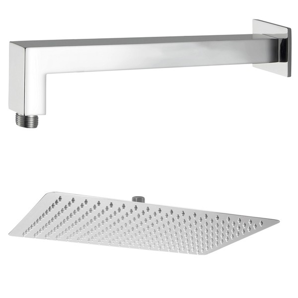 Kopfbrause Edelstahl Regendusche Brausekopf Duschkopf 30X30Cm Set Mit Duscharm-image