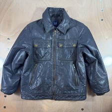 Gap Kids Y2K Genuine 100 Leather Black Bomber Jacket Size XS/S Boys