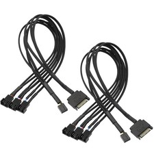 SATA to 3/4 Pin PWM Fan Adapter Splitter Hub for 12V Desktop Case Fans 2Pc