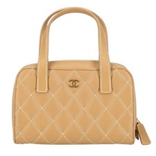 Chanel Wild Stitch Calf Handbag Women Beige One Size