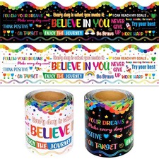 2 Rolls Inspirational Quote Bulletin Board Borders, 65.6 Ft Motivational Scal...