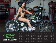 2026 GARAGE BABES WALL CALENDAR 16 Months Hot Dream Girls Hot Rods / Motorcycles