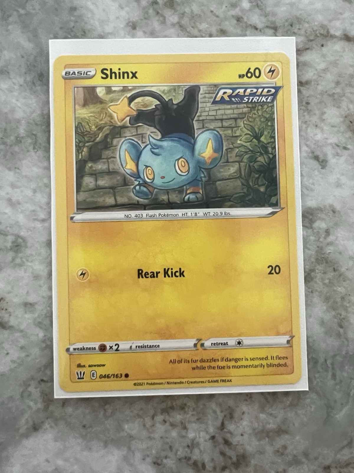 Pokémon TCG Shinx Card 46/163 Chilling Reign Non-Holo NM
