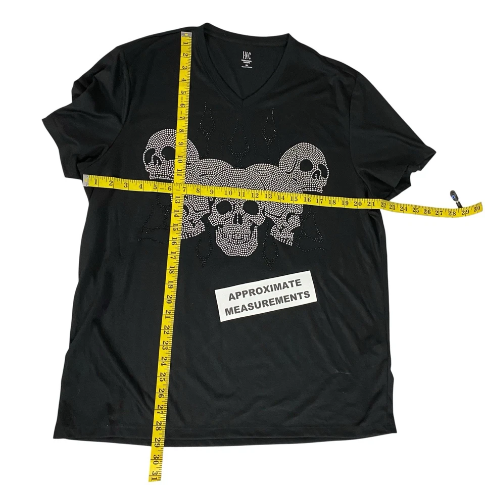Camiseta INC Calavera Para Hombres XL Plateada Cuentas Esqueleto Gótico Halloween Terror Fiesta Foto 2 de 4