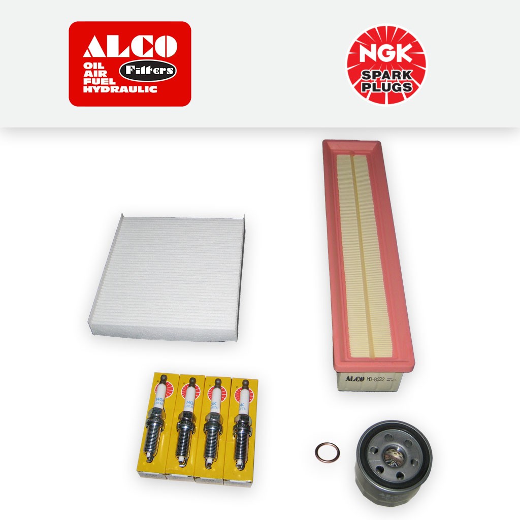 SERVICE KIT for DACIA LOGAN 1.2 ALCO OIL AIR CABIN FILTERS NGK PLUGS (2012-2018)