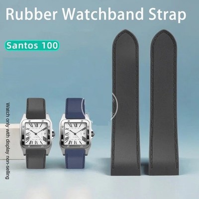25mm 23mm Silicone Watchband Waterproof Wriststrap Unisex For Cartier Santos 100