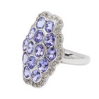 Tanzanite Ring 14k Solid White Gold Oval Cluster Purple Gemstone — photo 2