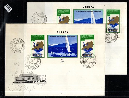 /// HUNGARY 1974 - 2 FDC - PERF+IMPERF - MAP, EUROPA, CENF