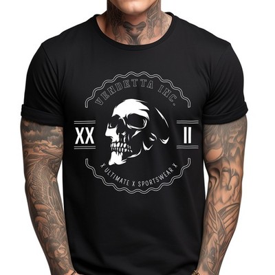 Vendetta Inc. Herren Rundhals Kurzarm T-Shirt schwarz Skull X Ultimate VD-1374