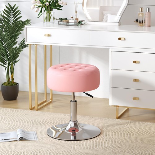 Furniliving Mid-Century Velvet Tufted Makeup Ottoman Stool, 360°Swivel Adjust... - Picture 2 of 8