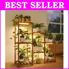 Versatile Ladder Plant Stand with 3 Grow Light Modes - Indoor/Outdoor Boho Decor