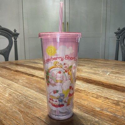 Strawberry Shortcake Vintage Sweet Dreams Tumbler, Pink & White Striped Straw