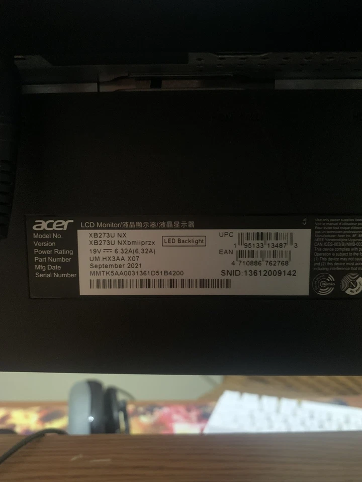 Acer Predator X27U X2bmiiprx 27" WQHD Gaming Monitor 2560x1440 240Hz 0.01ms - Image 2 of 4