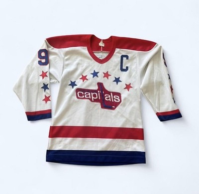 VTG 80s Washington Capitals Maska Red White Blue Jersey Small Walter 9 Captain