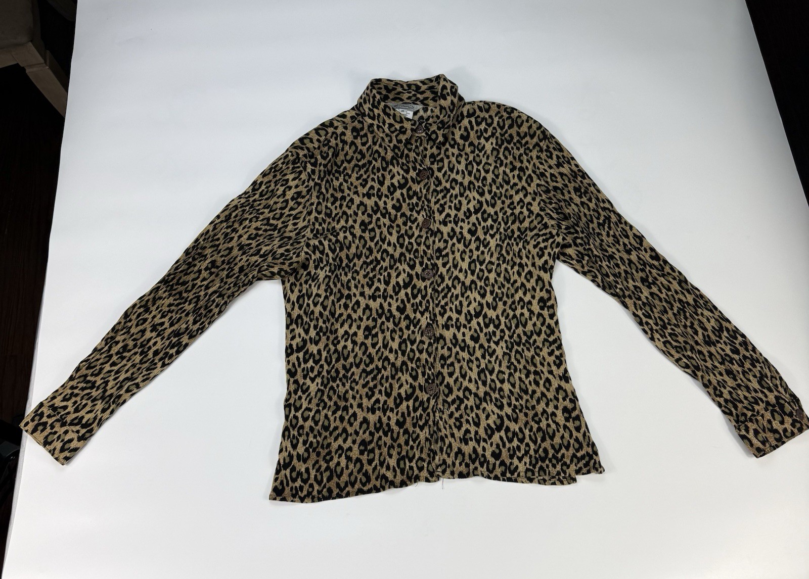 Stonebridge Leopard Print Button Up Blouse Womens… - image 1