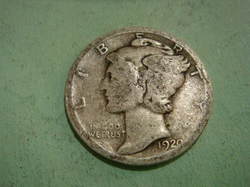 1920 D Mercury Dime worn edges album filler  , actual coin in photo