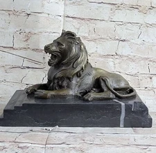 Sculpture Statue VERY RARE ART DECO LION SIGNED Bronze Collectible Gift Figurine