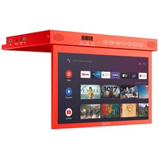 Sylvox Smart TV 15.6" Flip Down Rotation Smart Google TV for Kitchen Bedroom Red