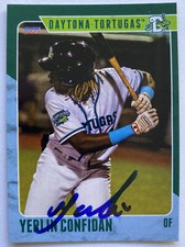 YERLIN CONFIDAN RC SIGNED IP 2023 CHOICE MiLB DAYTONA TORTUGAS TEAM SET #13 AUTO