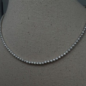 Authentic 3mm Round Cut DVVS1 Moissanite Women's Tennis Necklace 14k White Gold Plated 18"
