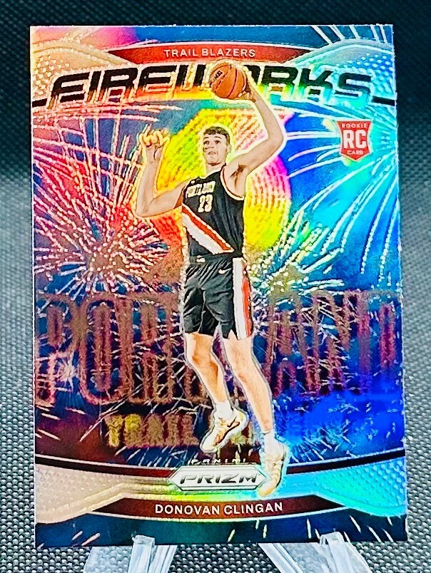 2024-25 Panini Prizm Fireworks Silver Holo Prizms Donovan Clingan Blazers Rc #9