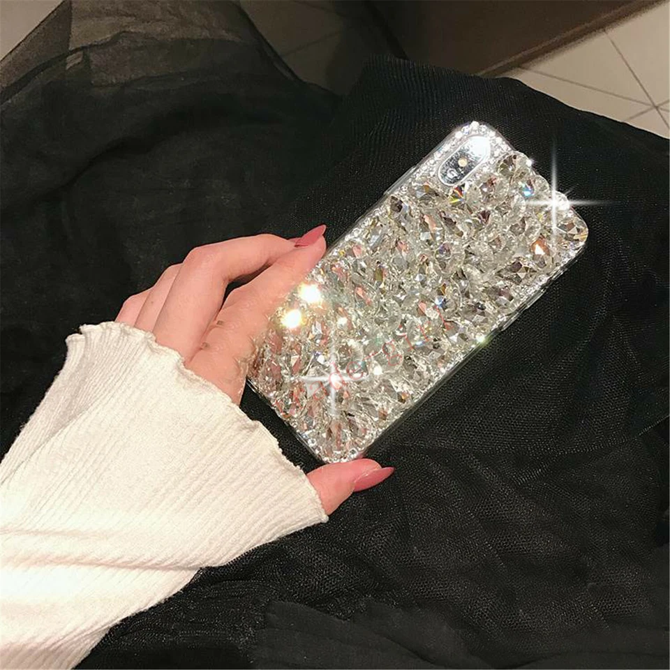 Funda protectora para teléfono con estrás 3D cristal brillante diamante brillante brillante para niñas/damas Foto 2 de 4