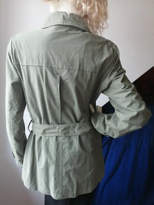 Esprit Jacke tailliert 36 S 38 M Trenchcoat Gürtel Damen Olivegrün Khaki  Sommer