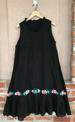 Sleeveless Round Neck Midi Dress Handmade Multi-Color Embroidery Design