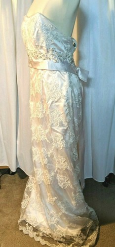 Contract Lover Size 6 Champagne White WEDDING GOWN Empire Waist Custom - Picture 6 of 10