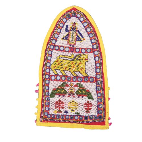 Traditional Folk Art Beaded Cotton Indian Tapestry Handmade Wall Hanging Decor - Picture 1 of 9