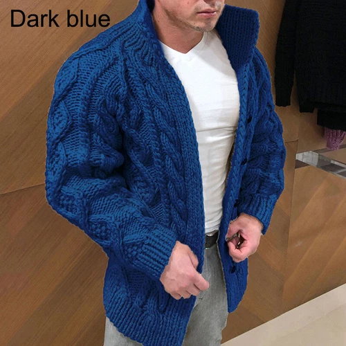 Invierno Cálido Tejido Cárdigan Suéter Para Hombres Informal Manga Larga Chaqueta Abrigo Exterior - Imagen 12 de 21