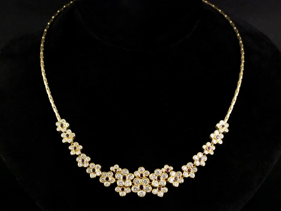 Schönes Brillant Rubin Collier ca. 4,75ct 26,3g 750/- Gelbgold - Bild 2 von 4