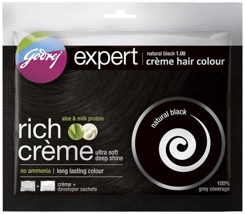 Godrej Expert Rich Creme Hair Colour (NATURAL BLACK ) 20ML+20GM (Pack of 10 ) - Picture 1 of 5