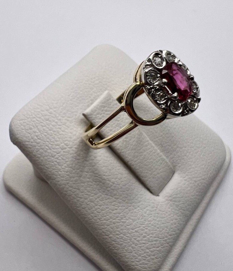 🟥Smart Entourage Ring Ruby 0.35ct. Diamond. 585.… - image 5