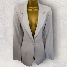 Rosemarie Van Bree Womens Vintage 90s Pale Grey Longline Jacket Approx Uk 10
