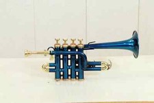 SMART DEAL  PICCOLO SALE BLUE BRASS FINISH Bb/A PICCOLO TRUMPET FREE CASE M/P