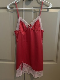 L'Agent by Agent Provocateur MARISELA Red Satin Pink Lace Slip Chemise XS NWOT