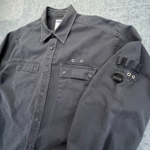 Chemise vintage ancienne marine homme L bleu nuit noir poids lourd utilitaire toile usée - Photo 4/11