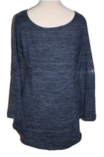 WIN WIN Womens Cross-Back Tie Tunic Sweater Shirt Top Sz S/M Heathered Blue NEW