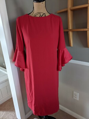 Chico's Ruffled Bell Sleeve Sheath Dress Womens Red Crew Neck Chico Sz 0 New | eBay Chico's Ruffled Bell Sleeve Sheath Dress Womens Red Crew Neck Chico Sz 0 New | eBay