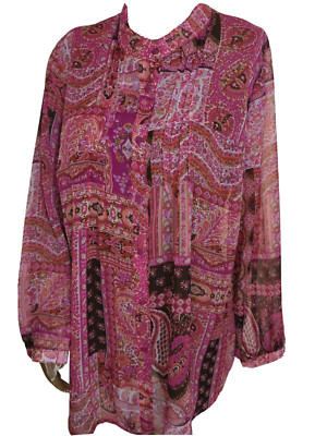 Susan Graver pink semi sheer 2X top blouse